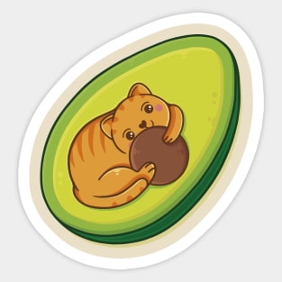 avocado cat grain holding Sticker